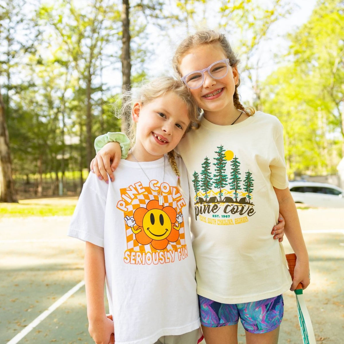 Youth Checkerboard Flower Tee - Pine Cove Web Store