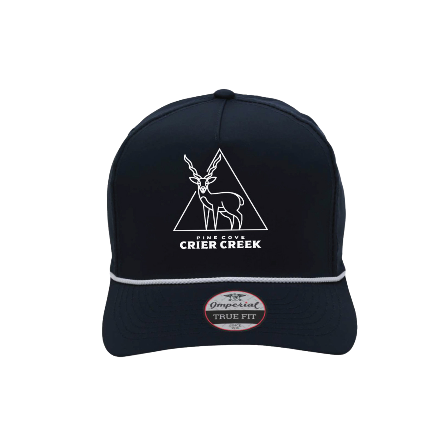 Crier Creek Black Buck Hat on Navy hat