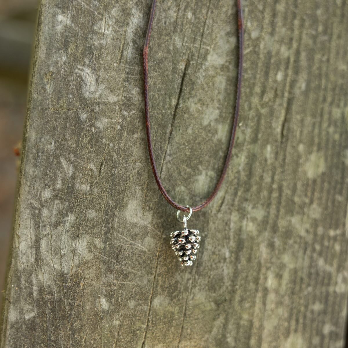 Pine Cone Pendant Leather Necklace - Pine Cove Web Store