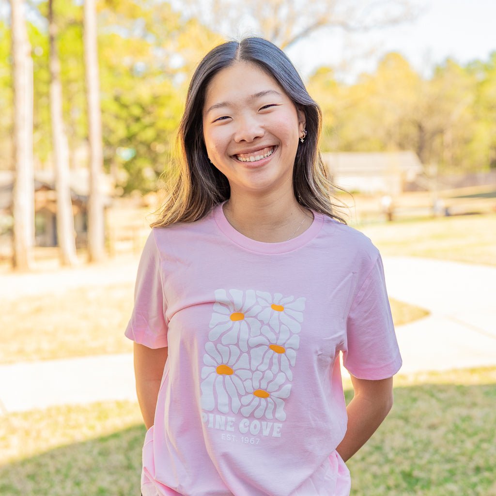 Adult Pink Daisy Tee - Pine Cove Web Store