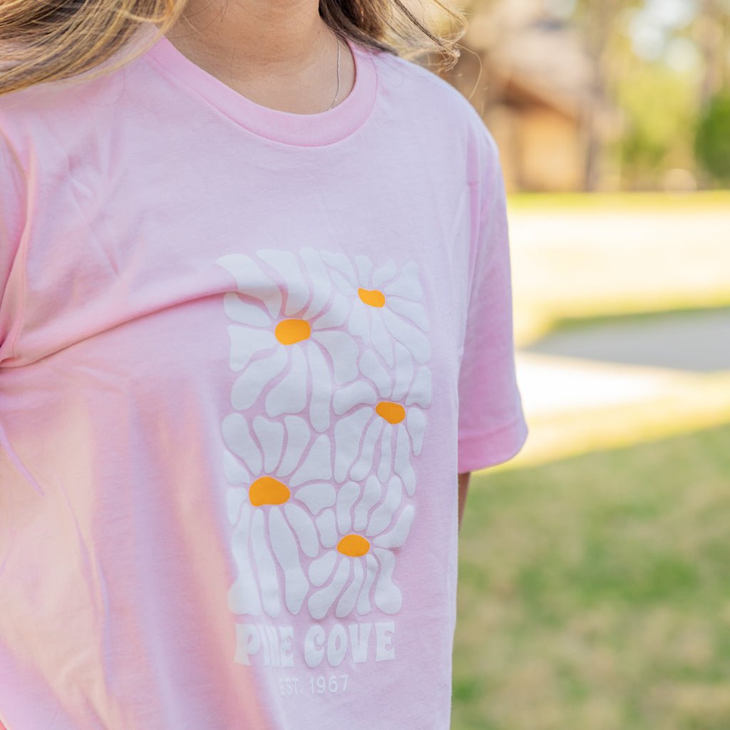 Adult Pink Daisy Tee - Pine Cove Web Store