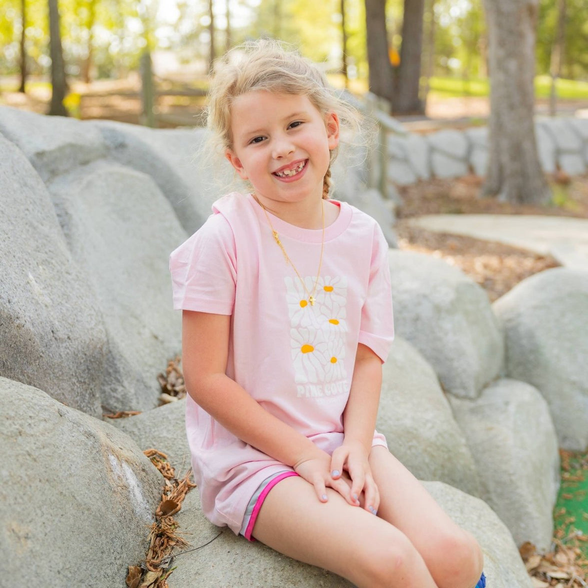 Youth Pink Daisy Tee - Pine Cove Web Store