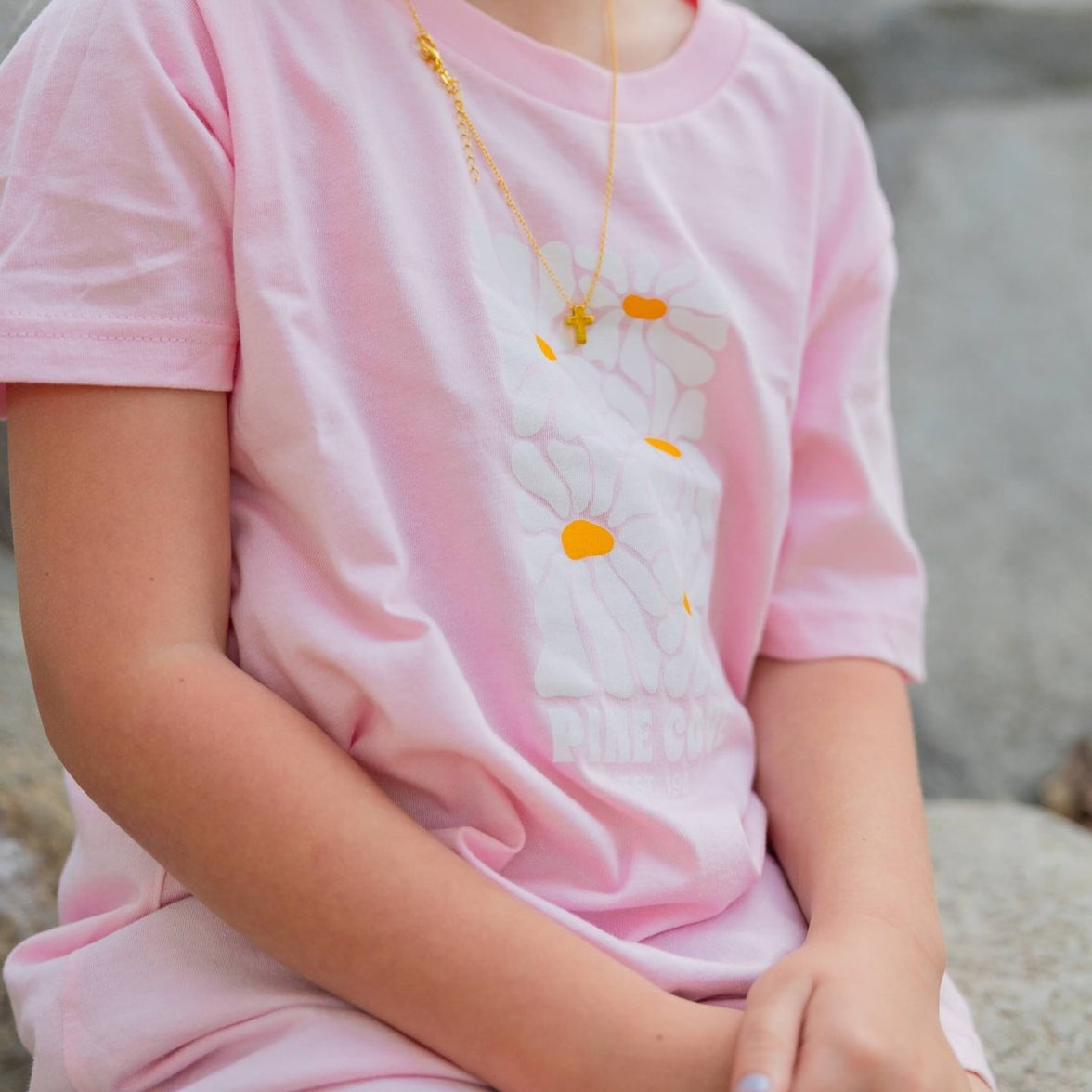 Youth Pink Daisy Tee - Pine Cove Web Store