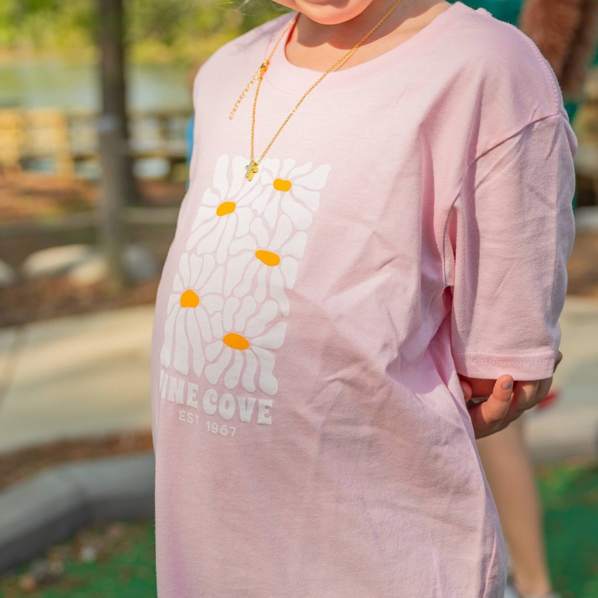 Youth Pink Daisy Tee - Pine Cove Web Store