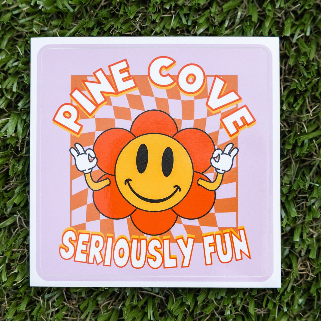 Checkerboard Flower Sticker - Pine Cove Web Store