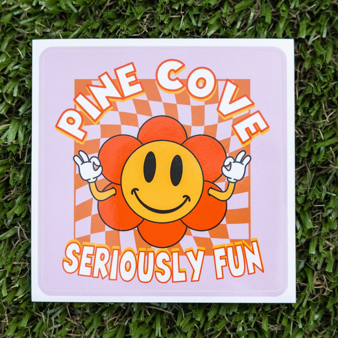 Checkerboard Flower Sticker - Pine Cove Web Store
