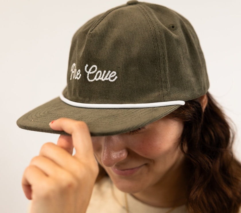 Hat Olive Rope Cursive Corduroy - Pine Cove Web Store