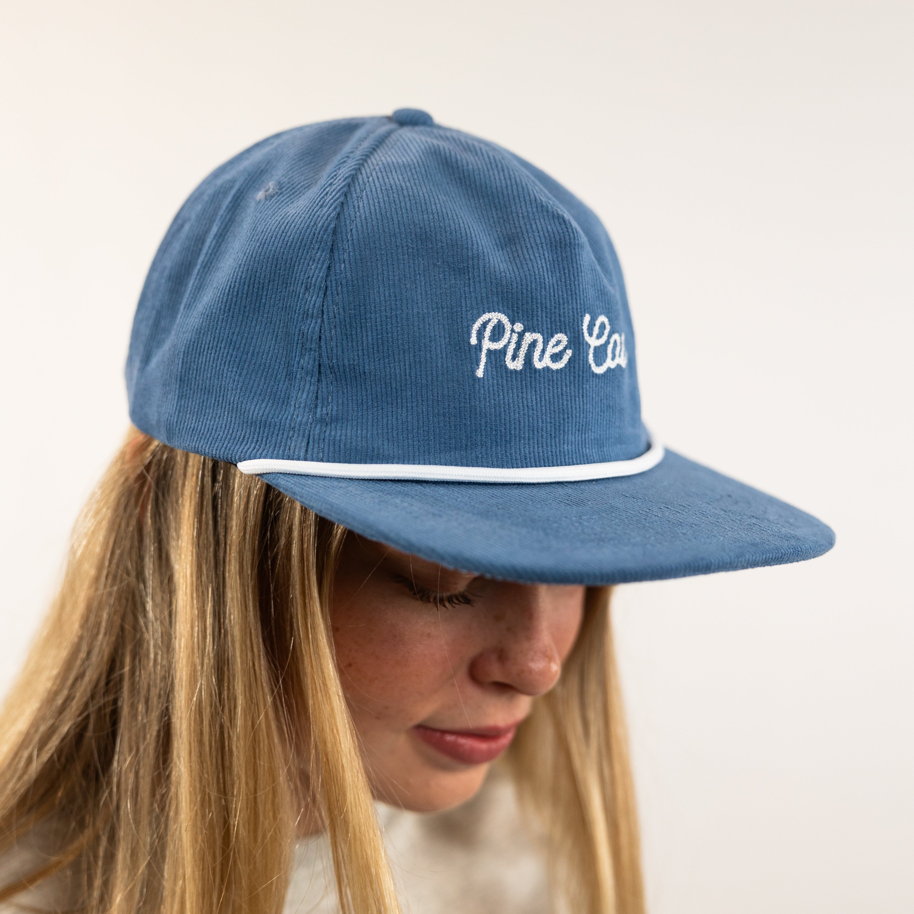 Hat Blue Rope Cursive Corduroy