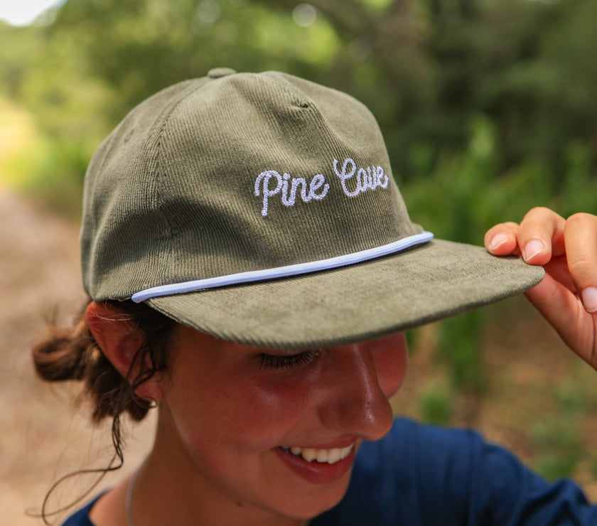 Hat Olive Rope Cursive Corduroy - Pine Cove Web Store