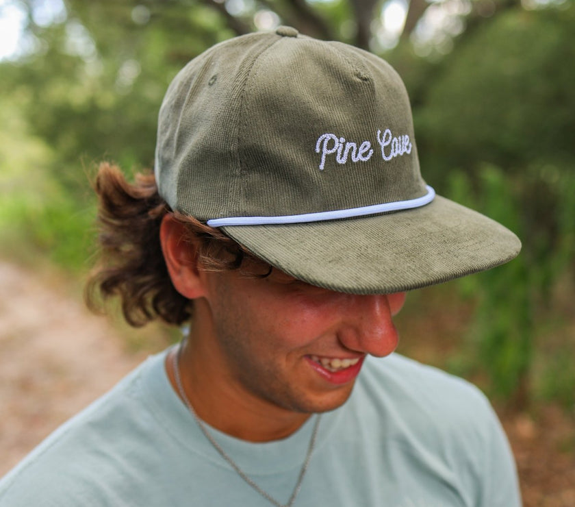 Hat Olive Rope Cursive Corduroy - Pine Cove Web Store