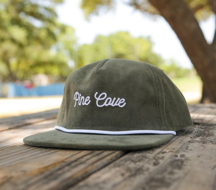 Hat Olive Rope Cursive Corduroy - Pine Cove Web Store