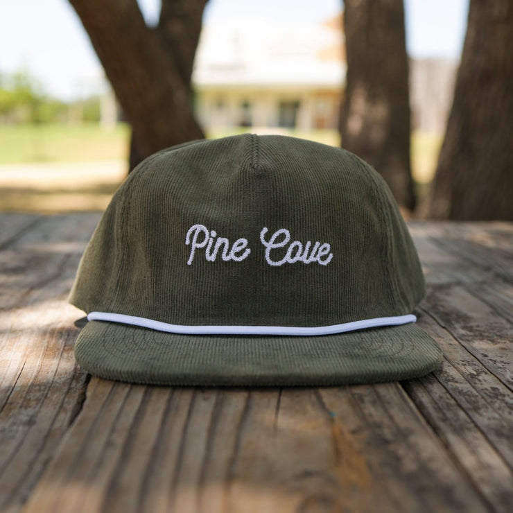 Hat Olive Rope Cursive Corduroy - Pine Cove Web Store
