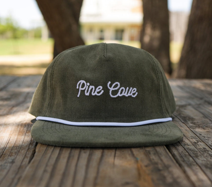 Hat Olive Rope Cursive Corduroy - Pine Cove Web Store